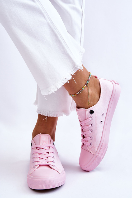 Dámska klasická nízka veľká hviezda LL274022 Svetlo ružové tenisky