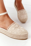 Čipky espadrilles na spletenej platforme Beige Larisa
