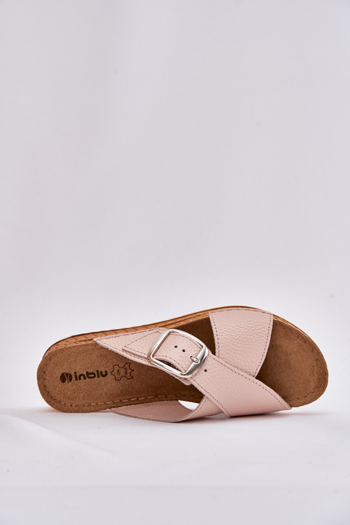 Kožené dámské pantofle s přezkou růžové Inblu VO0004GU
