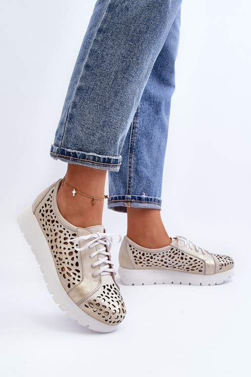 Kožené Polobotky Na Platformě Bežové Hypnosis