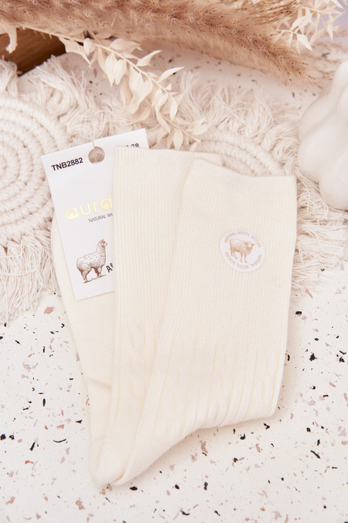 Dlhé Vlněné Dámske Pančuchy Ecru