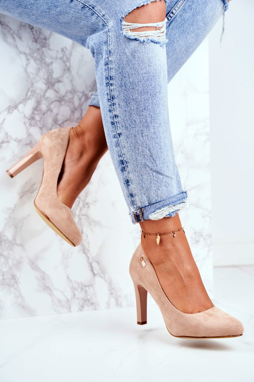 Dámske pumpy na semišovom poste Sergio Leone Beige Campbell