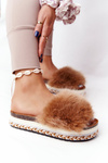 Papuče na platforme Camel Adventure Fur Platform
