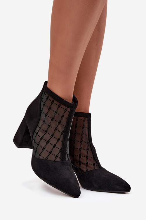 Damské kotníkové boty na podpatku sítě D A LZ52 944 černé