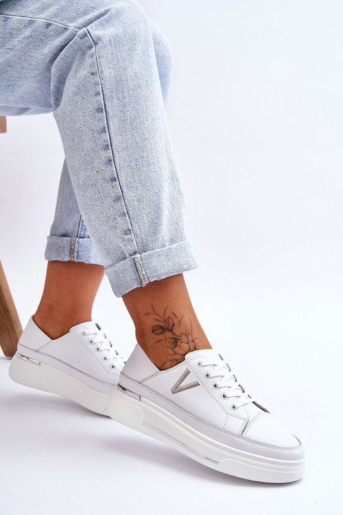 Dámska kožená športová topánka na platforme White Saul