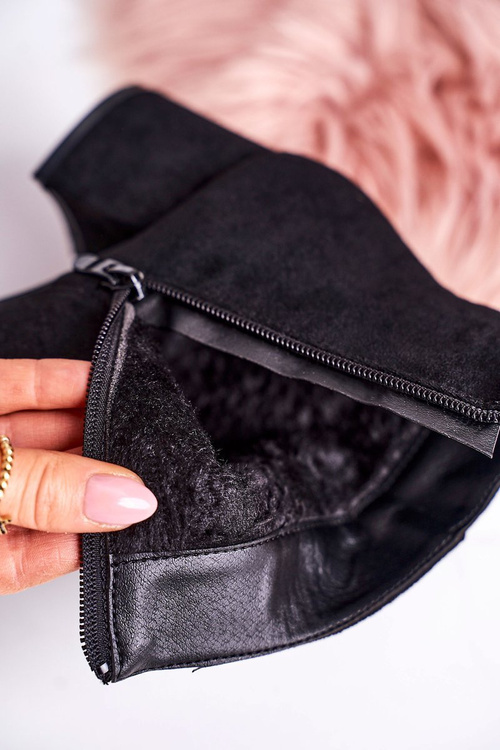 Klasické Dámské Teplé Boty Na Podpatku Černé Success