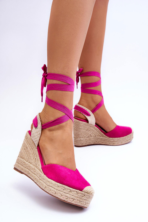 Vázané Sandály Na Vysokém Klínu Fuchsie Lendy