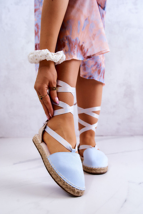 Ženské zviazané espadrilles veľká hviezda jj274863 modrá