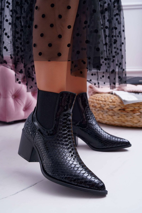 Dámské Kotníkové Boty Lakované Slip On černé Dorine