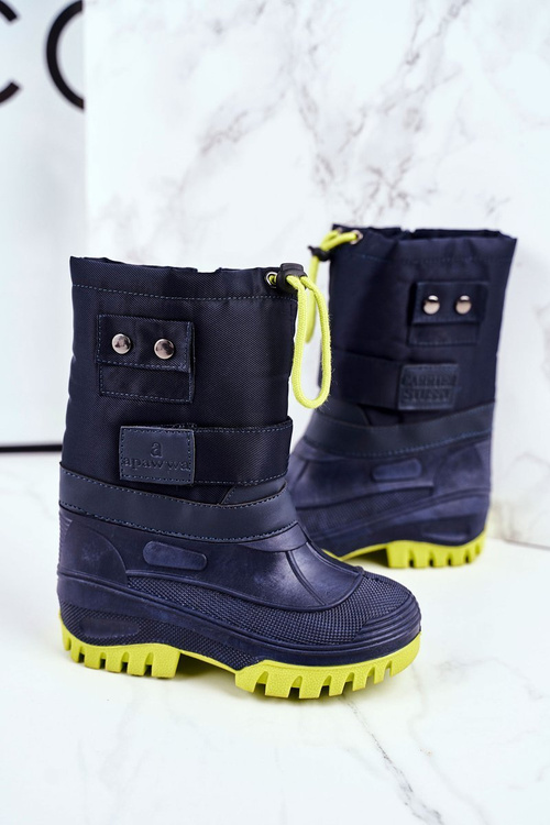 Detské snehové topánky izolované s kožušinou Navy Blue Hot Winter