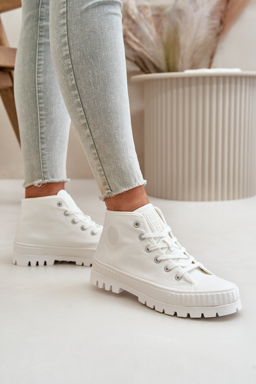 Dámské Tenisky S Kotníkovou Šněrovací Big Star OO274009 Bílé