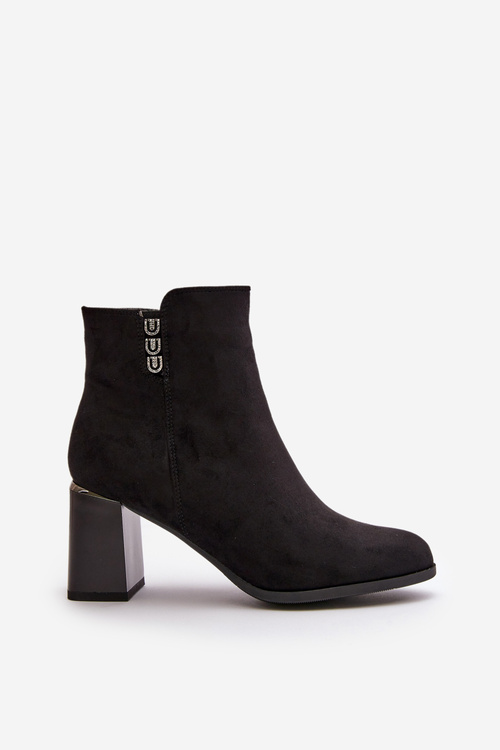 Zateplené Eko Semišové Dámske Čižmy Na Podpätku So Zipsom Čierne Erillia