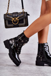 Maľované dámske topánky s gombíkami čierna leticia
