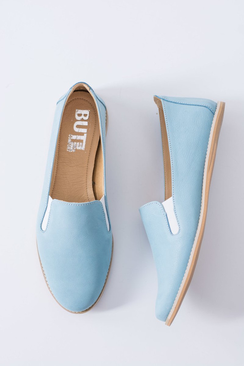 Blue Pastel Women's Leather Ballerinas Fresca