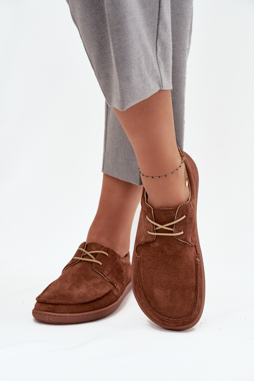 Dámske barefoot topánky z prírodného semišu Zazoo 327 hnedé