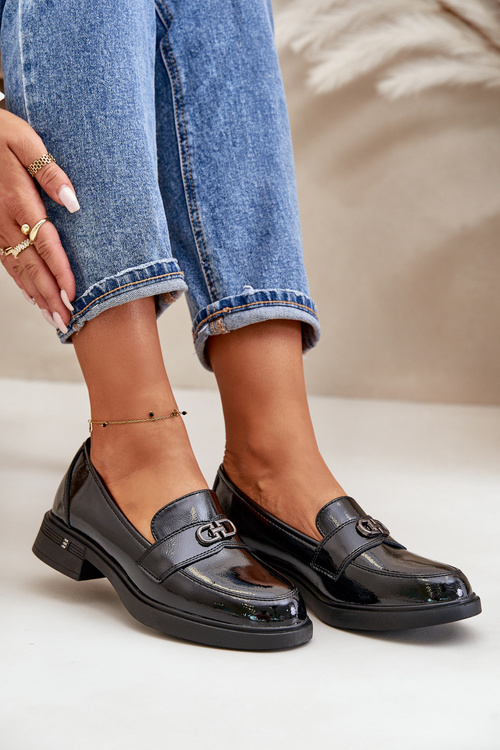 Lakovane Dámske Mokasíny Z Prírodnej Kože Čierne Vinceza 58409