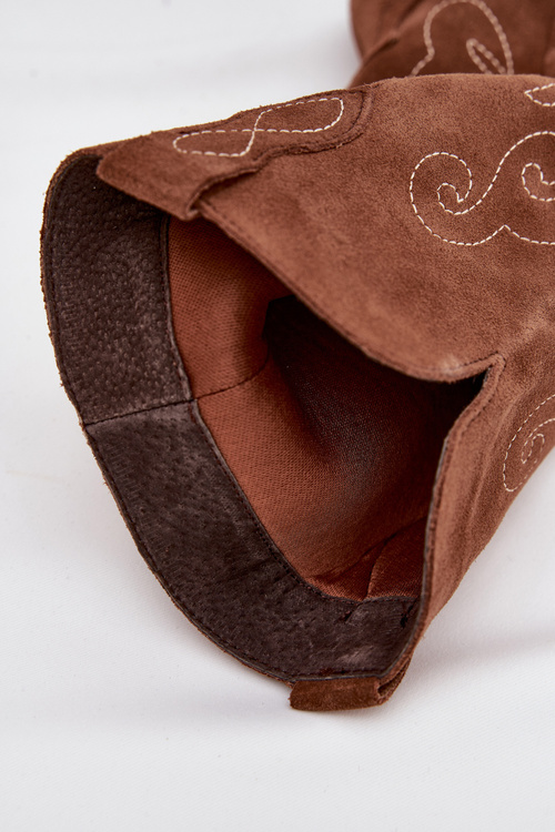 Semišové Dámské Kovbojské Boty Na Podpatku Camel Karira