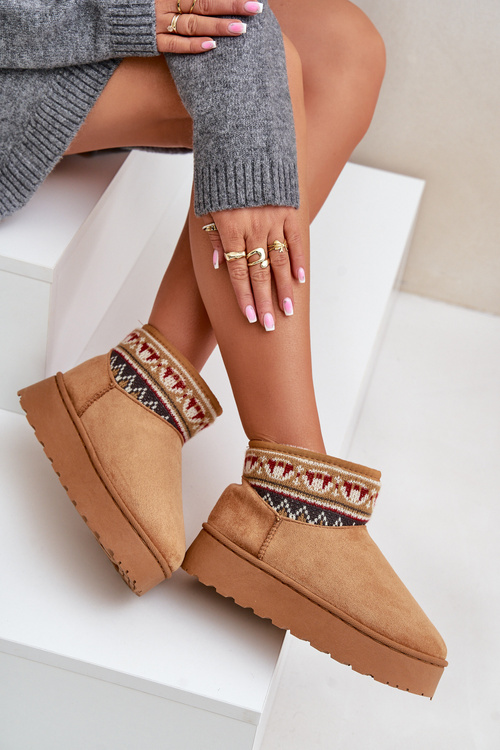 Dámské Sněhule S Vzorovanou Vložkou Na Platformě Camel Avatharia