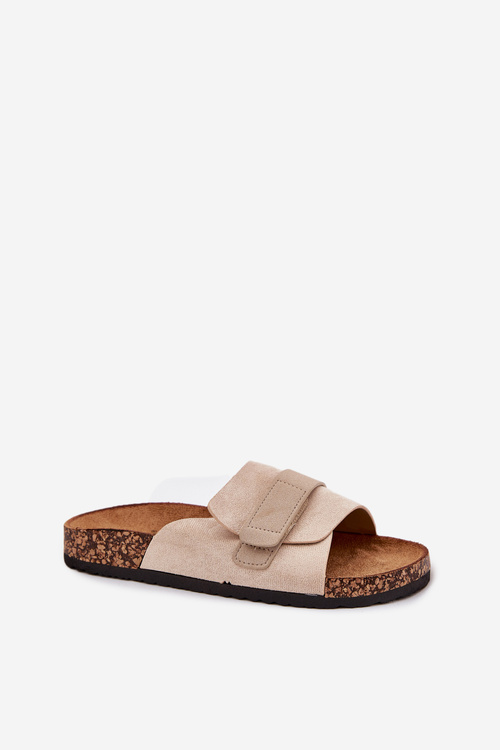 Dámske Sandále S Velcro Na Korkovej Platforme Béžové Baylin