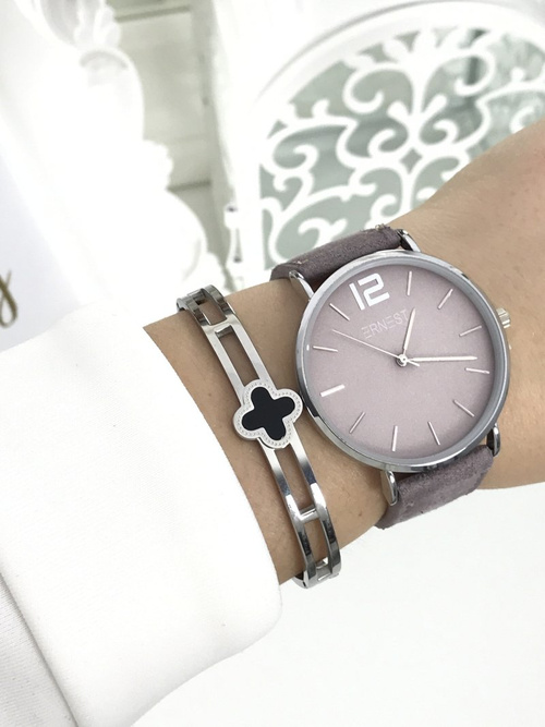 Dámske hodinky Ernest Manon Suede Purple Silver