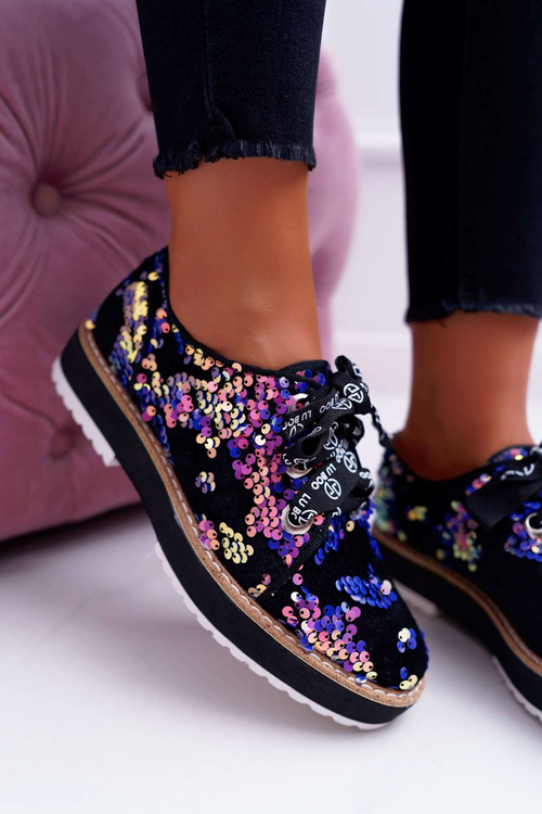 Dámske topánky lu boo fialové mesačné flitre