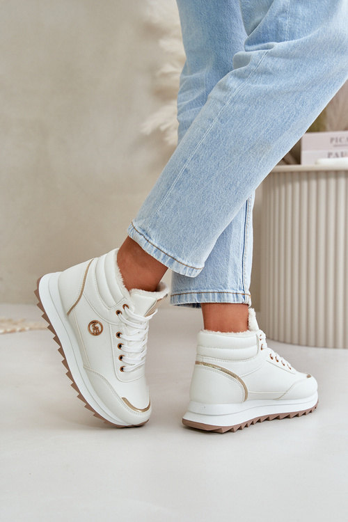 Čižmy Dámske Športové Topánky Zateplené Na Platforme Biele Ariatte