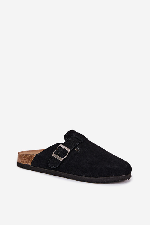 Semišové Dámské Pantofle S Přezkou Big Star RR274A384 Černé