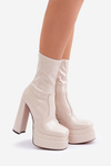 Lakované Čižmy Na Platforme A Vysokom Opätku Béžové Lotisha