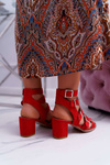 Dámske sandále na stĺpe gladiátorov Red Nella