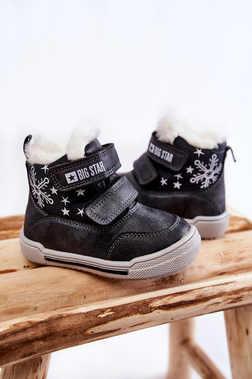 Dětské zateplené kozačky na suchý zip Big Star KK374191 Černe