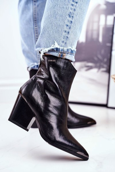 Dámske topánky na veľkej hviezde Black GG274919 Kožený príspevok