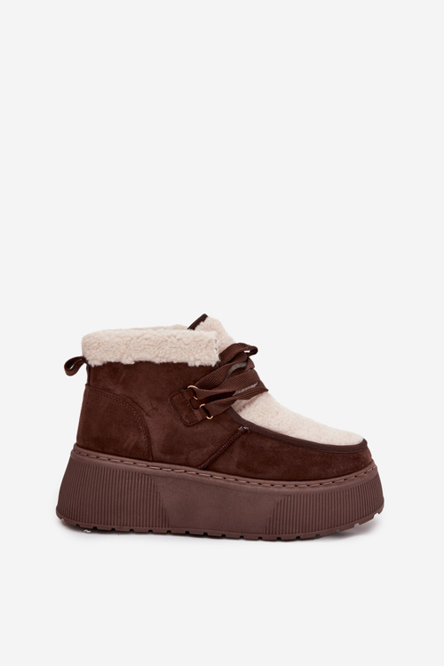 Dámske snehule na platforme s kožušinou hnedé Florivelle