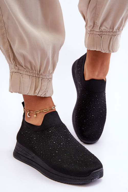 Dámské nazouvací tenisky s kamínky černé Gianni