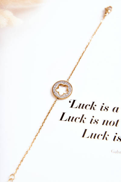 Dámský náramek celebrit květina a kamínky zlato