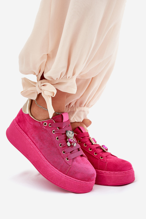 Dámske sneakersy na platforme s medvedíkom Fuchsie Vailina