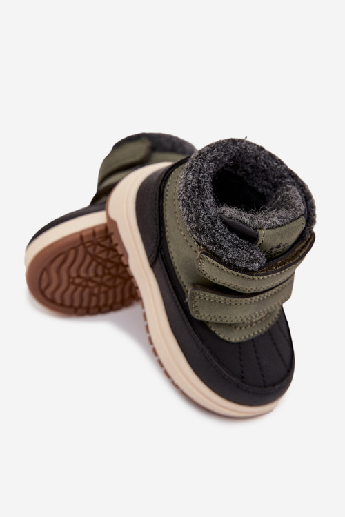 Dětské zimní boty sněhule na suchý zip zeleno-černé Darlene