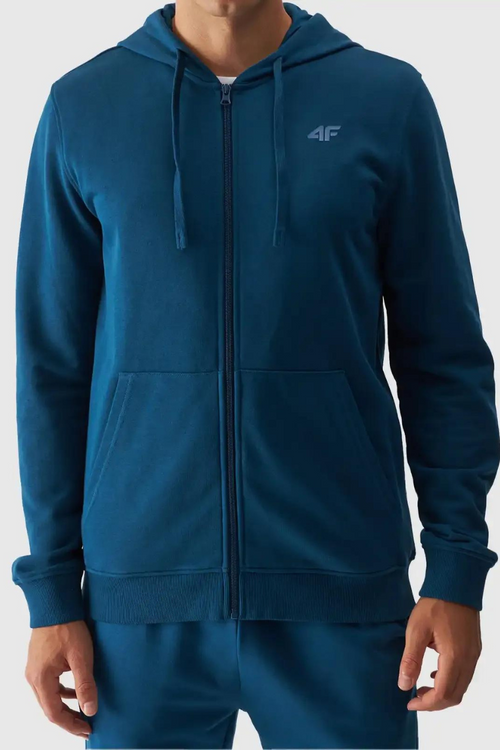 Pánska Mikina S Kapucňou Zipsová 4F Tyrkysová 4FWAW24TSWSM1256-46S