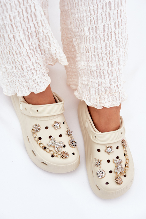 Dámské Pěnové Sandály S Připevněnými Doplňky Béžové Linaviela