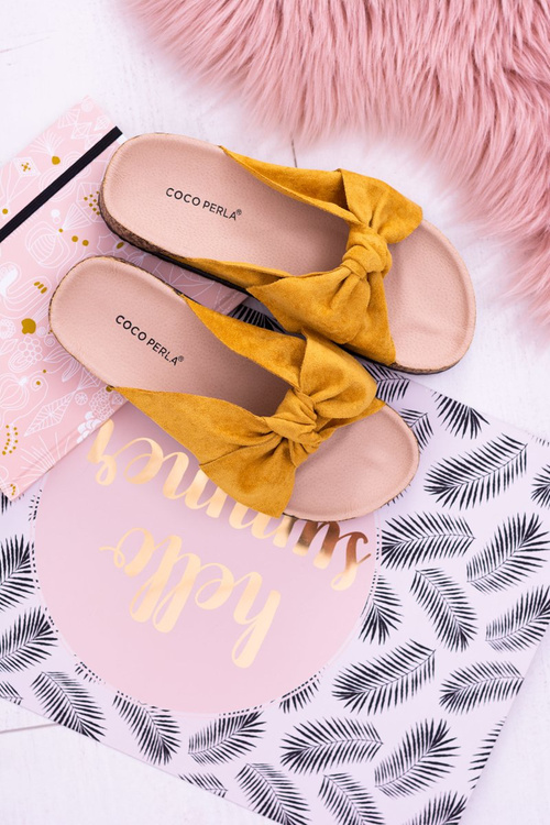 žluté dámské pantofle s luky Sunshine