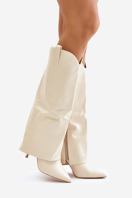 Čižmy Na Opätku S Otočeným Zvrškom Svetlo Béžové Bellinna