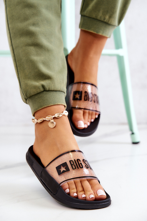 Dámske papuče veľká hviezda jj274639 čierna