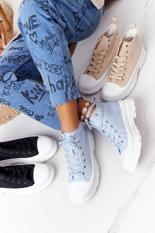 Dámske vysoké tenisky na veľkej jedinej modrej gume