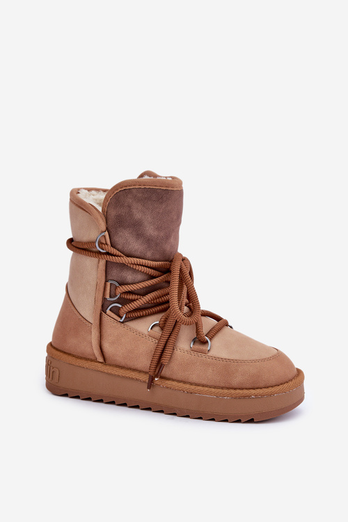 Dámske Snehové Topánky Na Platforme S Tkaničkami D.Franklin DFSH370013 Camel