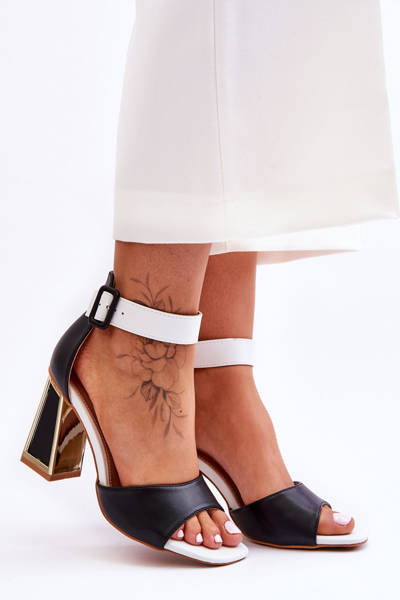 Elegantní sandály na vysokém podpatku Černe a bíle Sorel