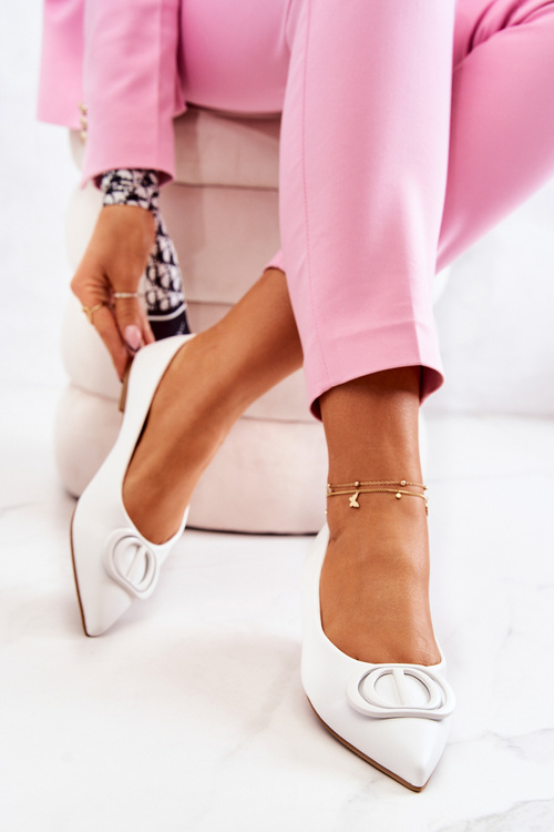 Kůže špičaté baleríny bílá Rachelle