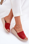 Dámske Zamatové Sandále Na Klíne Panto Fino Červené RR267040