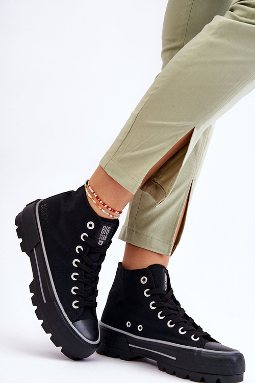 Vysoký Látkové tenisky na platformě Big Star LL274155 Černe