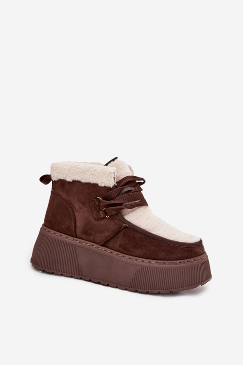 Dámske snehule na platforme s kožušinou hnedé Florivelle