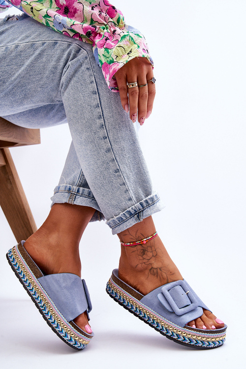 Dámské Sandály Na Zdobené Platformě Modre Joyce