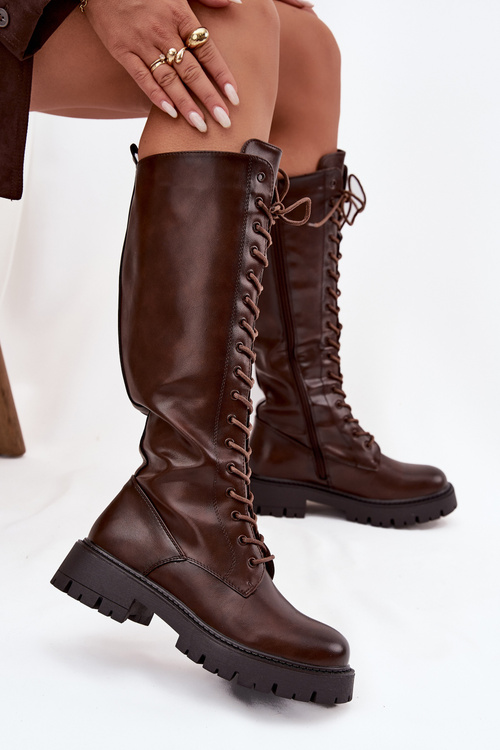 Izolované Šnurovacie Kozačky Pre Ženy Čokoládové Meliora